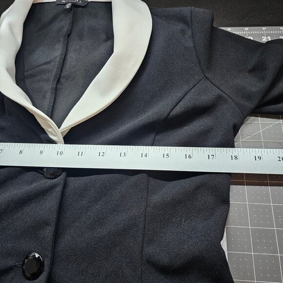 Marina Dress Womens Size Medium Black White Classic Whimsygoth Gown V-Neck Maxi - Picture 9 of 11